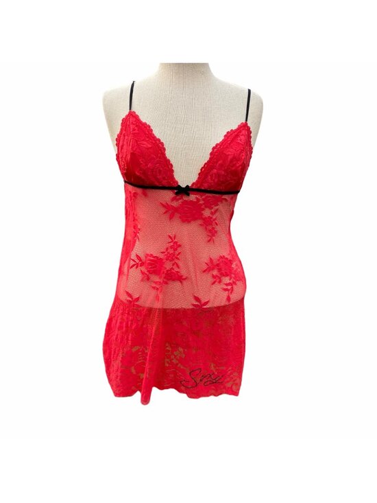 Victoria's Secret Other - Victoria's Secret Very Sexy Red Lace Babydoll Lingerie L Strappy Romantic Floral